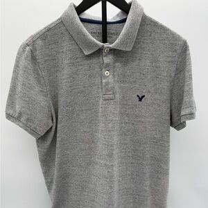 American Eagle Gray Polo Shirt Size Large Classic Casual Short Sleeve